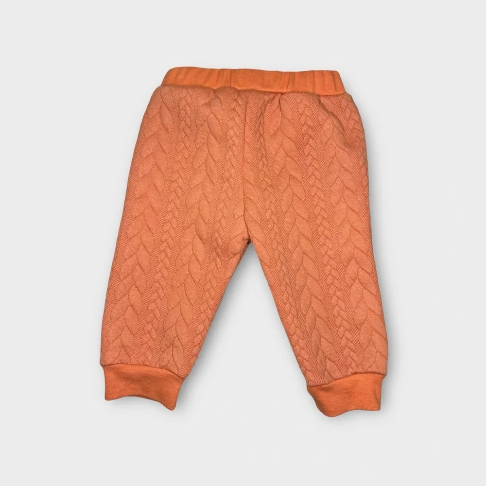 Shein 2 Piece Quilted Orange Cream Sweater & Jogger Set